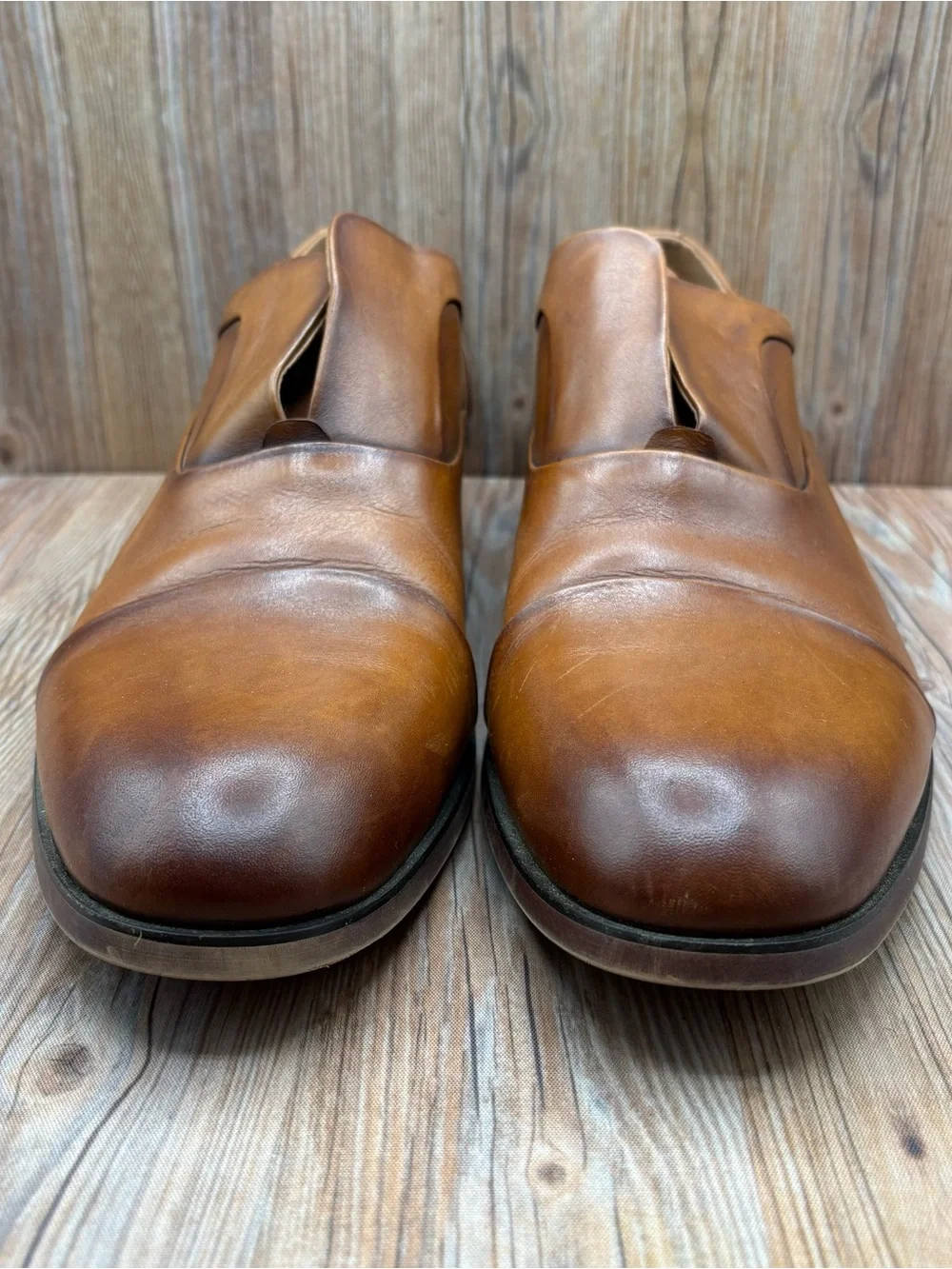 Steve Madden Schemer Mens Brown Leather Slip-On Casual Dress Shoes Size 12